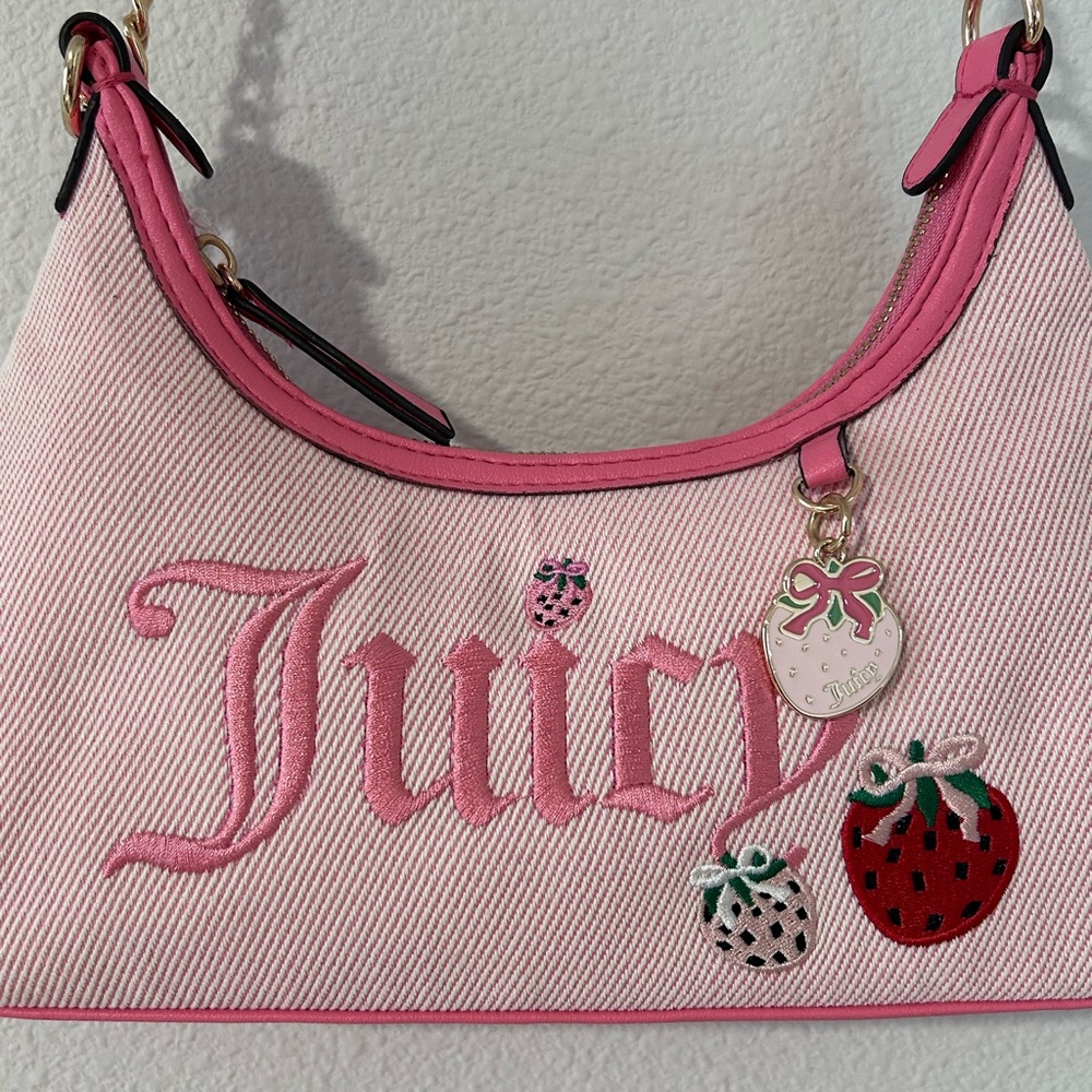 NWT Juicy Couture Berry Sweet Hobo Bag Pink OS Y2K Barbiecore Retro Tropical - Picture 5 of 15